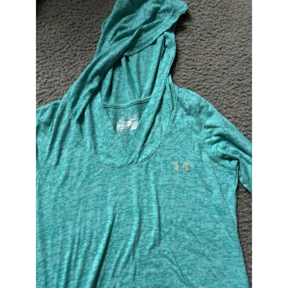 Under Armour Lightweight Hoodie Shirt Women’s Size SMALL Teal Blue - Picture 2 of 6